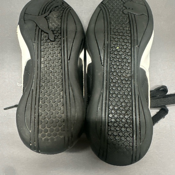 Puma Cats Black Leather Sneakers with White Stripe - Picture 7 of 10